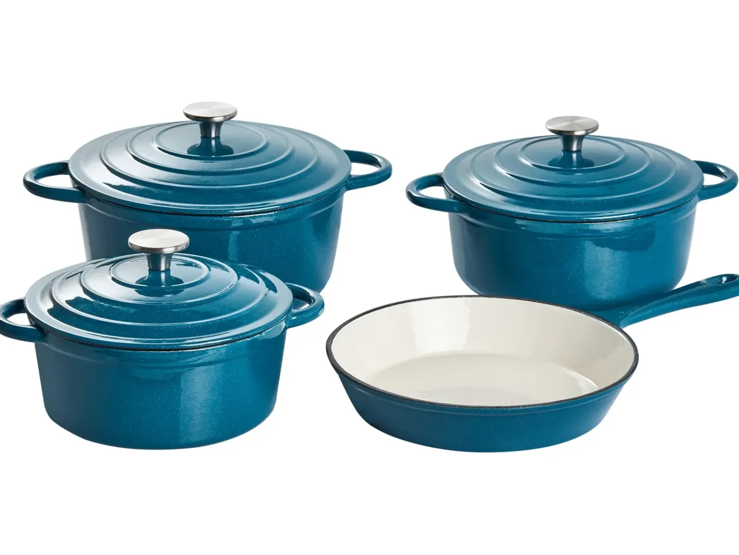Best Beliani Set da 7 pezzi in ghisa CASTORA Blu Blu Argento Bianco