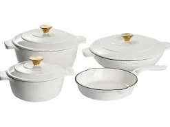 Clearance Beliani Set da 7 pezzi in ghisa FERRANO Bianco sporco Bianco Bianco Oro