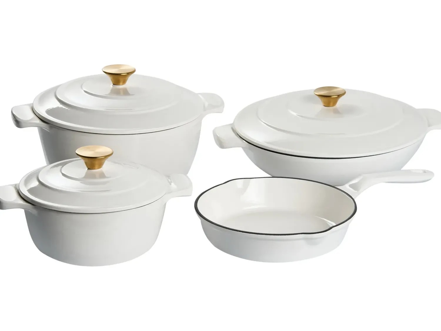 Clearance Beliani Set da 7 pezzi in ghisa FERRANO Bianco sporco Bianco Bianco Oro