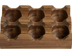Outlet Beliani Set da 6 Portauova con 2 supporti FOURNIL Legno d'acacia Marrone