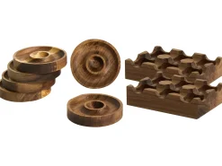 Outlet Beliani Set da 6 Portauova con 2 supporti FOURNIL Legno d'acacia Marrone