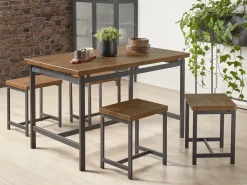 Sale Beliani Set da pranzo ARLINGTON Marrone scuro 4 posti Marrone Nero