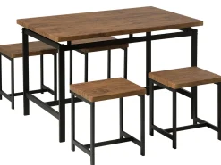 Sale Beliani Set da pranzo ARLINGTON Marrone scuro 4 posti Marrone Nero