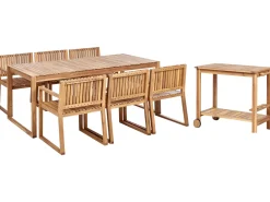 Sale Beliani Set da pranzo da giardino con carrello 6 posti SASSARI II Legno di acacia certificato chiaro Marrone
