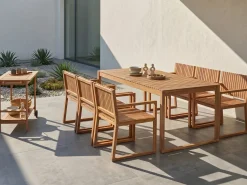 Sale Beliani Set da pranzo da giardino con carrello 6 posti SASSARI II Legno di acacia certificato chiaro Marrone