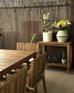 Sale Beliani Set da pranzo da giardino con carrello 6 posti SASSARI II Legno di acacia certificato chiaro Marrone