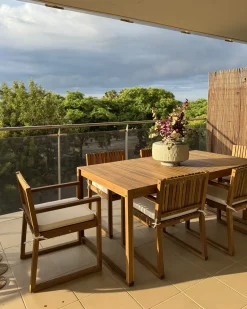 Sale Beliani Set da pranzo da giardino con carrello 6 posti SASSARI II Legno di acacia certificato chiaro Marrone
