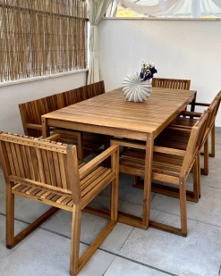Online Beliani Set da pranzo da giardino con carrello 8 posti SASSARI II Legno di acacia certificato chiaro Marrone