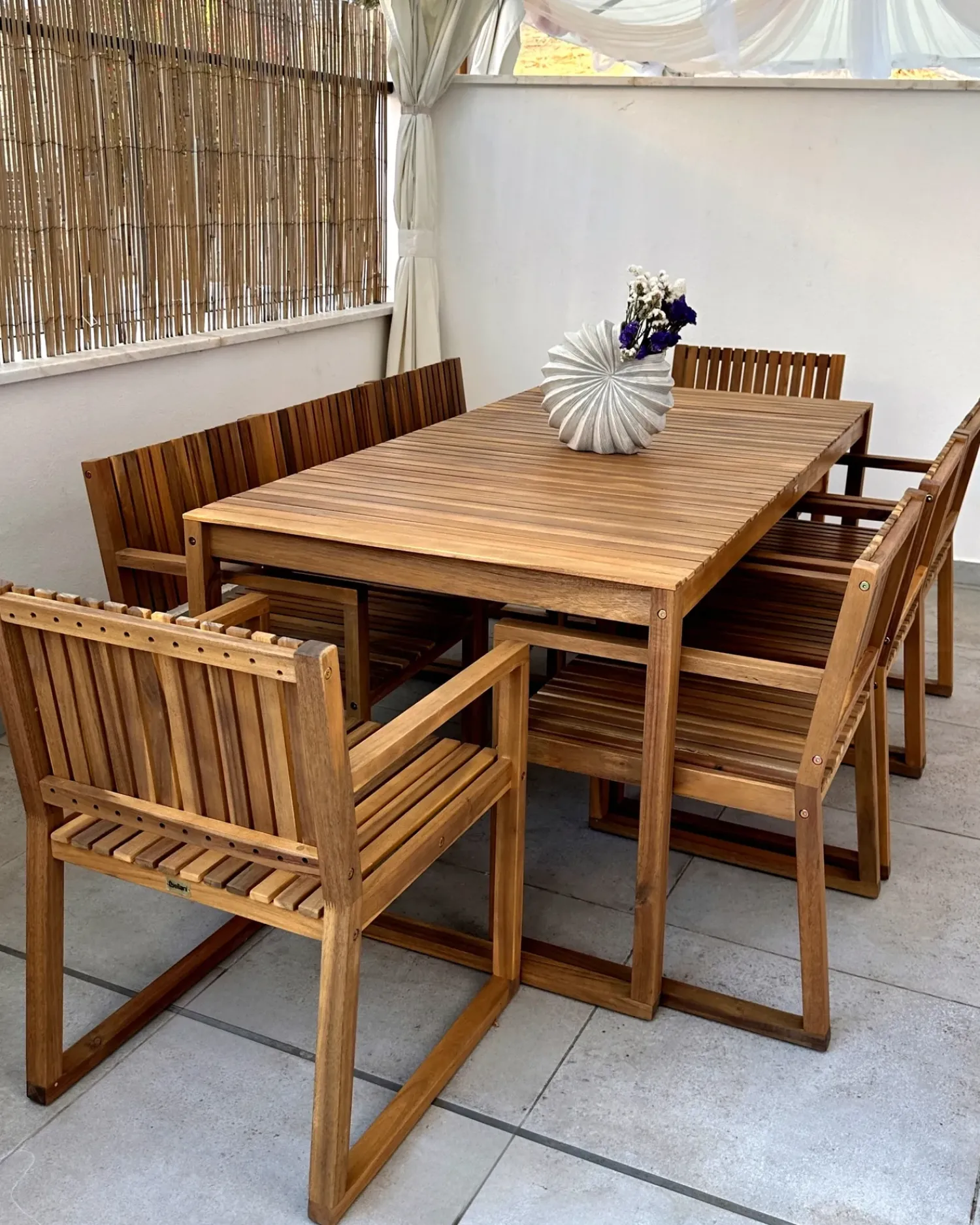 Online Beliani Set da pranzo da giardino con carrello 8 posti SASSARI II Legno di acacia certificato chiaro Marrone
