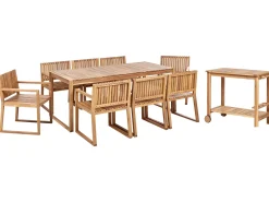 Online Beliani Set da pranzo da giardino con carrello 8 posti SASSARI II Legno di acacia certificato chiaro Marrone