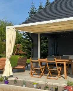 Online Beliani Set da pranzo da giardino con lettini 8 posti CESANA Legno d'acacia Marrone chiaro Grigio Marrone