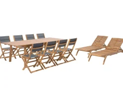 Online Beliani Set da pranzo da giardino con lettini 8 posti CESANA Legno d'acacia Marrone chiaro Grigio Marrone