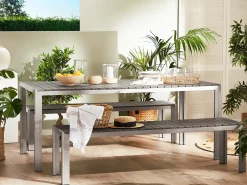 Best Beliani Set da pranzo da giardino con panche 6 posti NARDO Grigio Argento Grigio