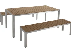 Beliani Set da pranzo da giardino con panche 6 posti NARDO Marrone Argento Marrone