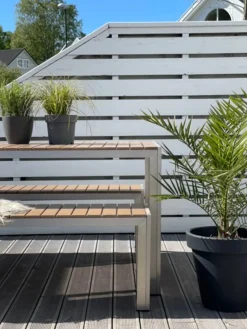 Beliani Set da pranzo da giardino con panche 6 posti NARDO Marrone Argento Marrone
