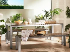 Beliani Set da pranzo da giardino con panche 6 posti NARDO Marrone Argento Marrone
