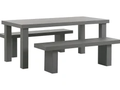 New Beliani Set da pranzo da giardino con panche 4 posti TARANTO Cemento Grigio