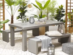 Discount Beliani Set da pranzo da giardino con panche 4 posti TARANTO Cemento Grigio