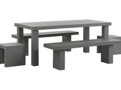 Online Beliani Set da pranzo da giardino con panche e sgabelli 6 posti TARANTO Cemento Grigio