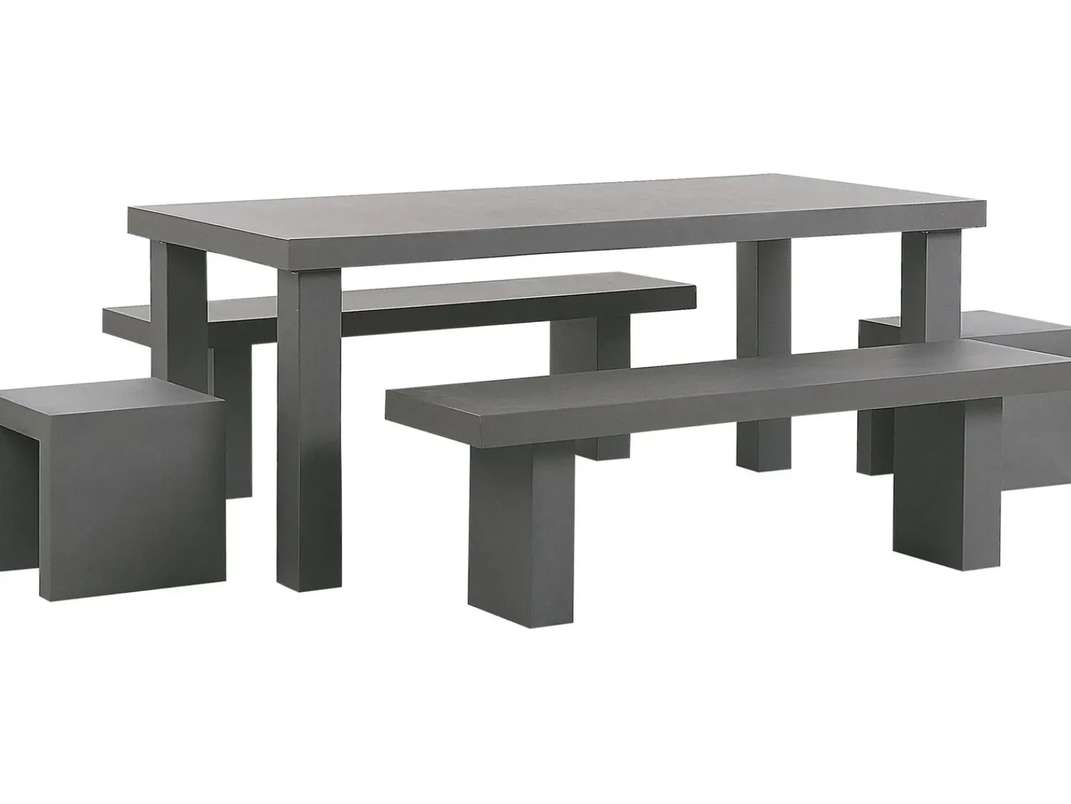 Online Beliani Set da pranzo da giardino con panche e sgabelli 6 posti TARANTO Cemento Grigio