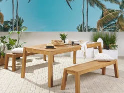 Sale Beliani Set da pranzo da giardino con panche 6 posti LIVORNO Legno d'acacia Marrone