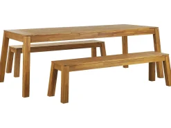 Sale Beliani Set da pranzo da giardino con panche 6 posti LIVORNO Legno d'acacia Marrone