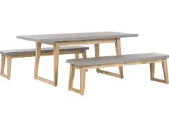 Online Beliani Set da pranzo da giardino con panche 6 posti ORIA Cemento Grigio Marrone Grigio