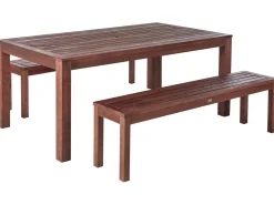 Hot Beliani Set da pranzo da giardino con panche 6 posti TUSCANIA Legno d'eucalipto scuro Marrone