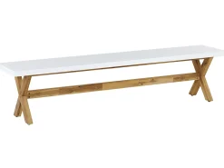 Discount Beliani Set da pranzo da giardino con panche 6 posti OLBIA Cemento Bianco Bianco Marrone