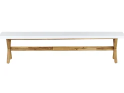 Discount Beliani Set da pranzo da giardino con panche 6 posti OLBIA Cemento Bianco Bianco Marrone