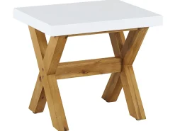 Sale Beliani Set da pranzo da giardino con panche e sgabelli 8 posti OLBIA Cemento Bianco Bianco Marrone