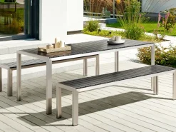 Clearance Beliani Set da pranzo da giardino con panche 6 posti NARDO Nero/Argento Argento Nero