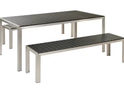 Clearance Beliani Set da pranzo da giardino con panche 6 posti NARDO Nero/Argento Argento Nero
