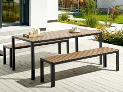 Online Beliani Set da pranzo da giardino con panche 6 posti NARDO Marrone/Nero Marrone Nero