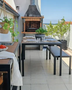 Online Beliani Set da pranzo da giardino con panche 6 posti NARDO Marrone/Nero Marrone Nero