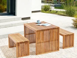 Best Beliani Set da pranzo da giardino con panche 6 posti SULZANO Legno d'acacia Marrone