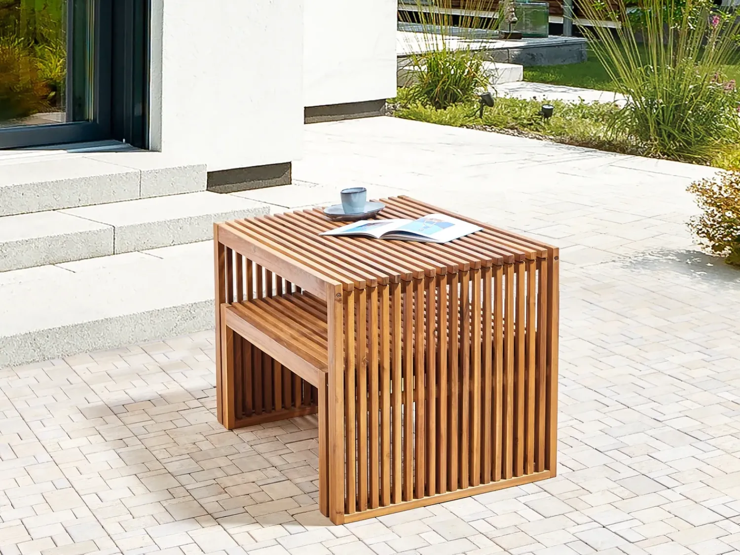 Best Beliani Set da pranzo da giardino con panche 6 posti SULZANO Legno d'acacia Marrone