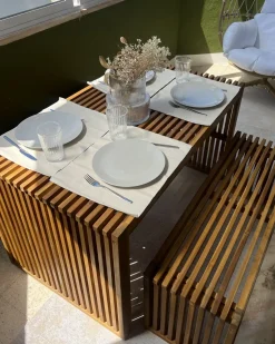 Online Beliani Set da pranzo da giardino con panche 4 posti BELLANO Legno d'acacia Marrone