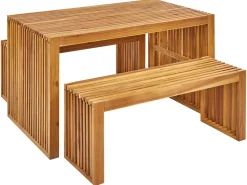 Online Beliani Set da pranzo da giardino con panche 4 posti BELLANO Legno d'acacia Marrone