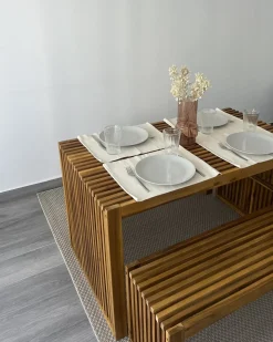 Online Beliani Set da pranzo da giardino con panche 4 posti BELLANO Legno d'acacia Marrone