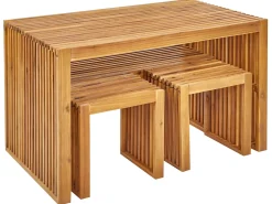 Best Beliani Set da pranzo da giardino con panche e sgabelli 4 posti BELLANO Legno d'acacia Marrone