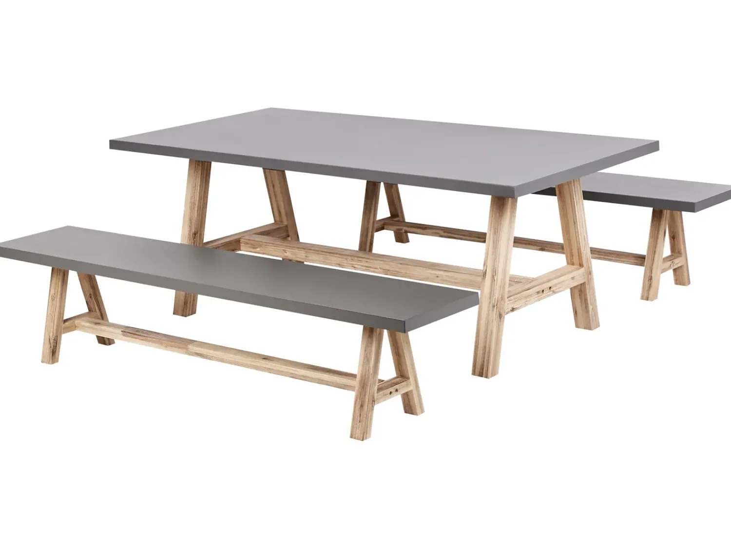 Clearance Beliani Set da pranzo da giardino con panche 6 posti TONNARE Cemento Grigio Marrone Grigio