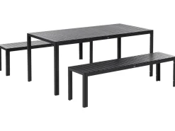 Outlet Beliani Set da pranzo da giardino con panche 6 posti NARDO Nero