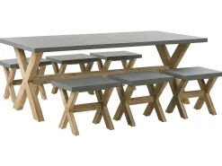 Sale Beliani Set da pranzo da giardino con sgabelli 6 posti OLBIA Cemento Grigio Marrone Grigio