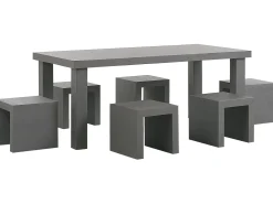 Online Beliani Set da pranzo da giardino con sgabelli 6 posti TARANTO Cemento Grigio