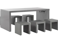 Hot Beliani Set da pranzo da giardino con sgabelli 6 posti TARANTO Cemento Grigio