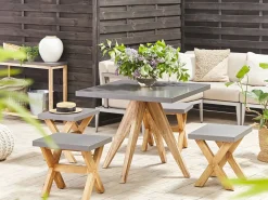 Outlet Beliani con sgabelli 4 posti OLBIA Cemento Grigio Marrone Grigio