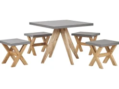 Outlet Beliani con sgabelli 4 posti OLBIA Cemento Grigio Marrone Grigio