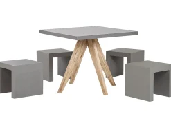 Outlet Beliani Set da pranzo da giardino con sgabelli 4 posti OLBIA/TARANTO Cemento Grigio Marrone Grigio