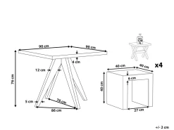Outlet Beliani Set da pranzo da giardino con sgabelli 4 posti OLBIA/TARANTO Cemento Grigio Marrone Grigio